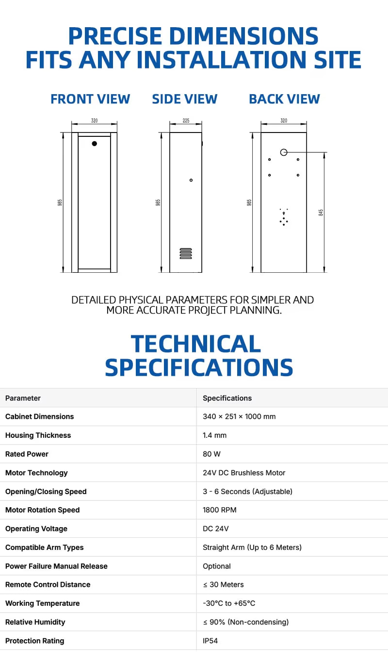 BAROXON automatic boom barrier gate YH-0DZ1920PRO commercial parking lot gate mechanism
