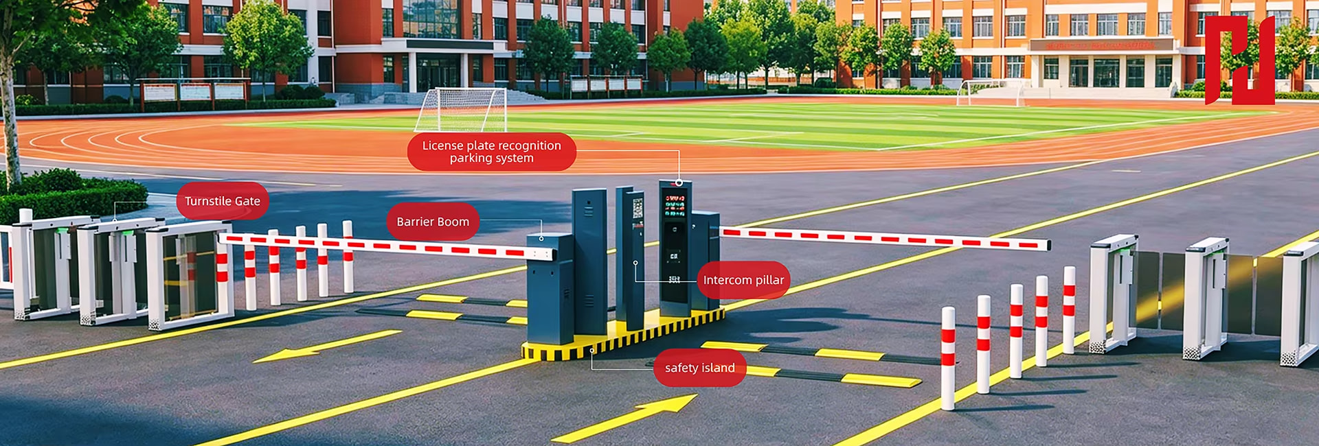 Residential estate entrance automatic security barrier gate with anti crash safety loop sensor